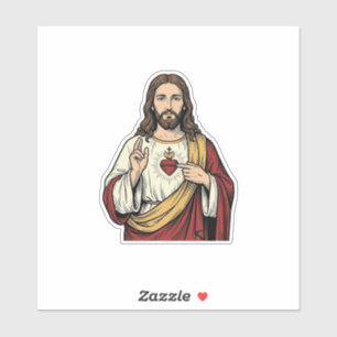 Adesivo Sagrado Coração Jesus Arte Vetorial de Gravura Vin