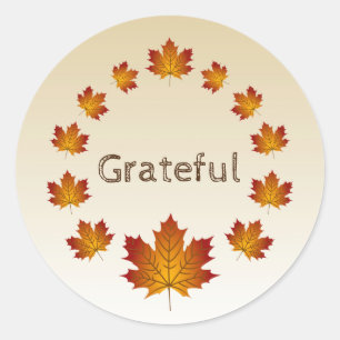 Adesivo Saída de Ação de Graças Folhas Simples Grateful Ma