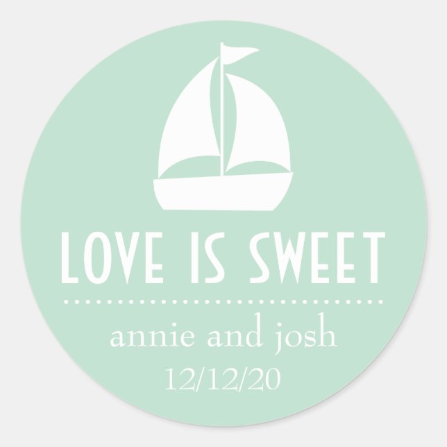 Adesivo Sailboat Love is Sweet Labels (Sage Green) (Frente)