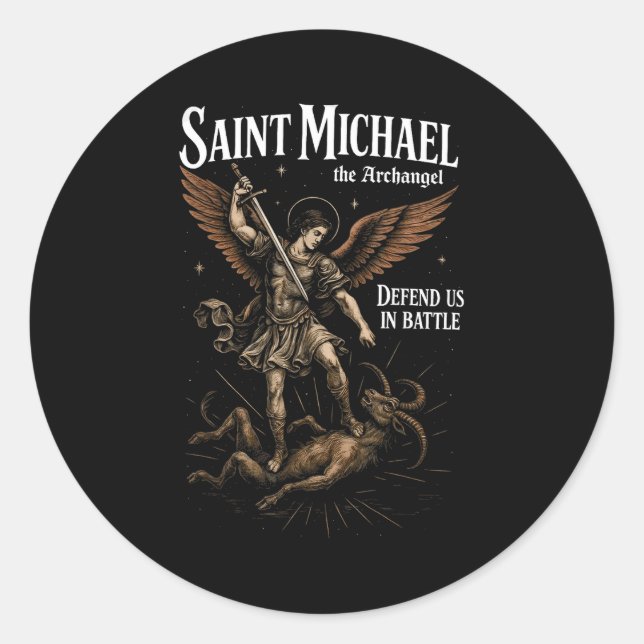 Adesivo Saint Michael Defend Us In Battle Archangel Christ (Frente)