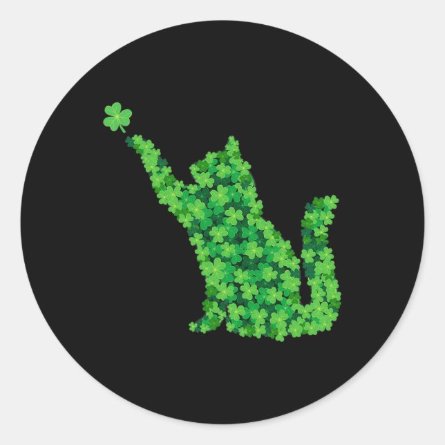 Adesivo Saint Patrick Day Shamrock Cat Lucky St Patricicks (Frente)