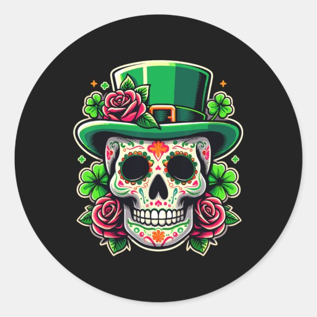 Adesivo Saint Patricks Day Sugar Skull La Catrina Rua Pedd (Frente)