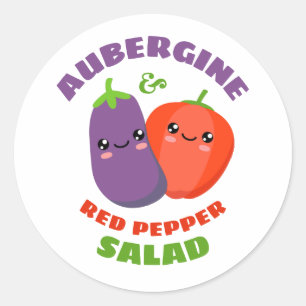 Adesivo Salada de beringela e de pimenta vermelha