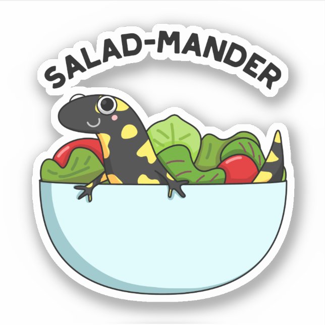 Adesivo Salada Engraçada Salamander Animal Pun (Frente)