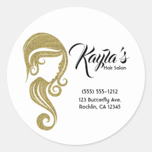 Adesivo Salão de Cabelo e Maquiagem Menina Chique Dourado