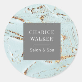 Adesivo salão de ouro azul texturizado e monograma spa