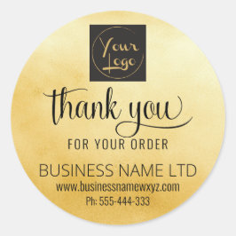 Adesivo Salão Obrigado Dourado Preto Adicionar Seu Logotip