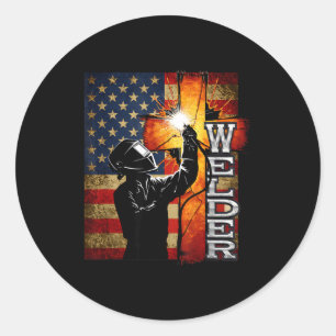 Adesivo Saldador Bandeira Americana Soldagem Cruz de Fé Cr