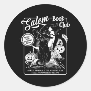 Adesivo Salem Witch Book Club Bookish Retro Halloween Blac