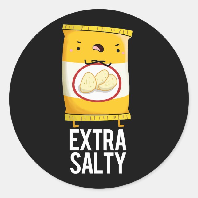 Adesivo Salgado extra Engraçado Salty Snack Pun Escuro BG (Frente)