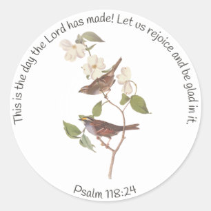 Adesivo Salmo 118:24 Versículo Bíblico e Casal de Pardais