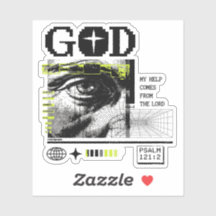 Salmo 121:2 Neon Lima Olho de Deus Arte CRT Glitch