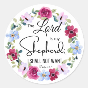Adesivo Salmo 23:1 O Senhor é a minha Bíblia Floral Shephe