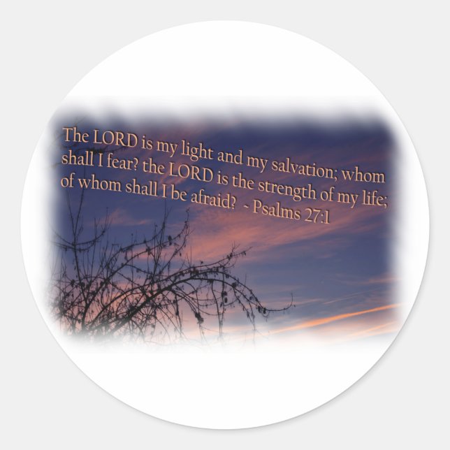 Adesivo Salmo 27:1 na fronteira branca do amanhecer (Frente)