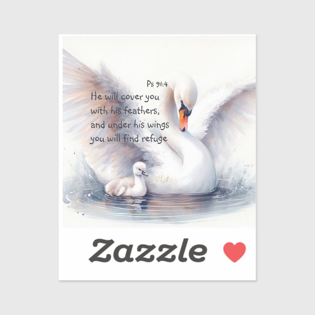 Adesivo Salmo 91:4 Asas Escritura de Bíblia de Proteção de (Folha)