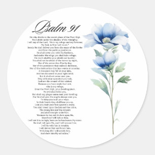 Adesivo Salmo 91 Aquarela Flor Azul Escrituras Bíblicas