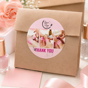 Adesivo Saloão de Unhas Arte Logo Moderno Rosa Preto 3 Fot