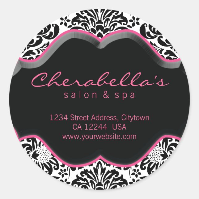 Adesivo Salon Spa Sticker Preto Cor-de-Rosa (Frente)