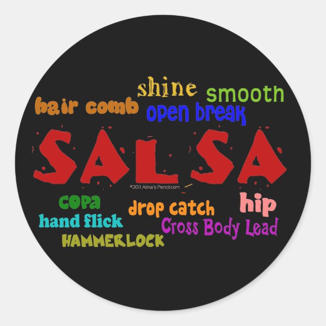 Adesivo Salsa Dancing Movimentações e Termos (Frente)