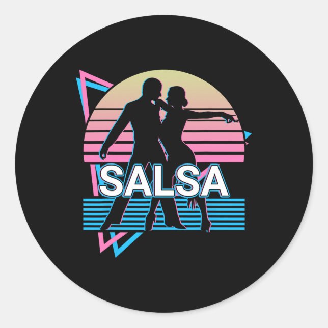 Adesivo Salsa Dancing Salsa Dancer Retro (Frente)