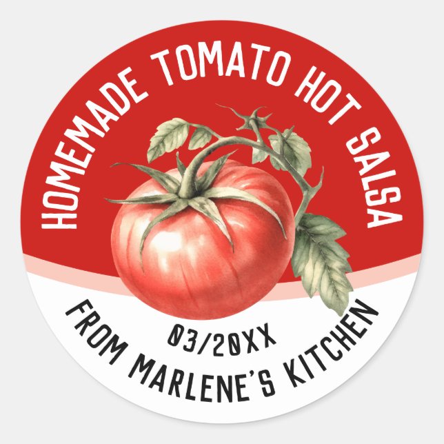Adesivo Salsa quente de tomate caseira com tomate vermelho (Frente)