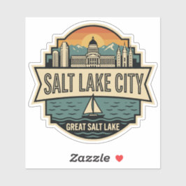 Adesivo Salt Lake City Skyline Utah Retro Badge 