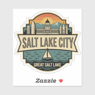 Adesivo Salt Lake City Skyline Utah Retro Badge 