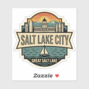 Adesivo Salt Lake City Skyline Utah Selo Retro