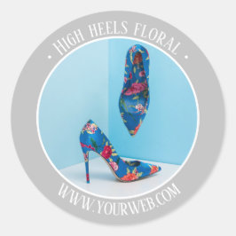 Adesivo Salto alto cinza prateado promoção de produto flor