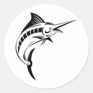 Adesivo Salto do espadim azul isolado no branco