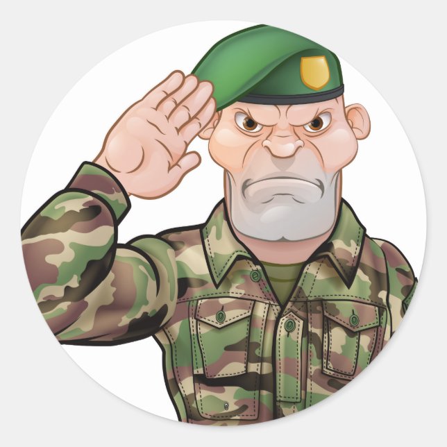 Adesivo Saluting Soldier Cartoon (Frente)