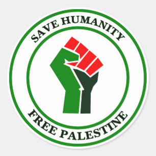 Adesivo Salvaguardar a Humanidade, Libertar a Palestina,