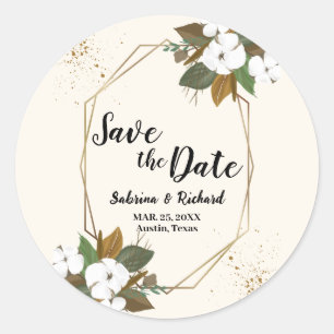 Adesivo Salvar a Data de Casamento Floral Marrom e Creme