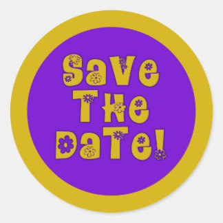 Adesivo Salvar a Data Roxo e Dourado