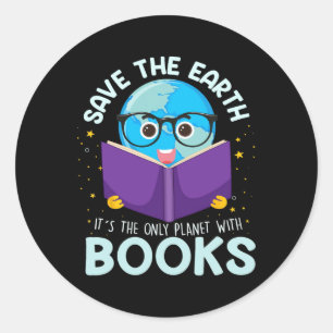 Adesivo Salvar a Terra é o único planeta com livros Leitor