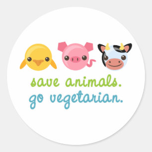 Adesivo Salvar animais vão vegetariano