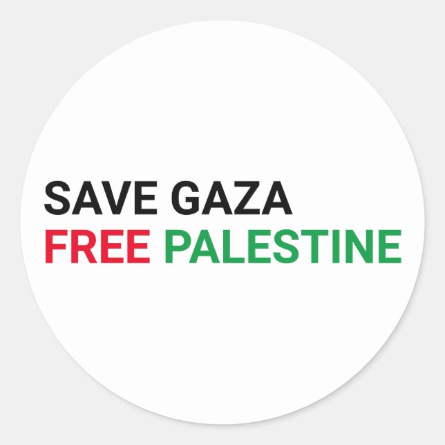 Adesivo Salvar Gaza Liberdade Palestina Preta Vermelha Ver (Frente)