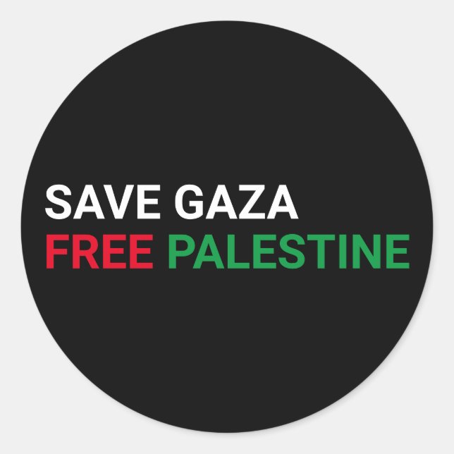Adesivo Salvar Gaza Liberdade Palestina Preta Vermelha Ver (Frente)