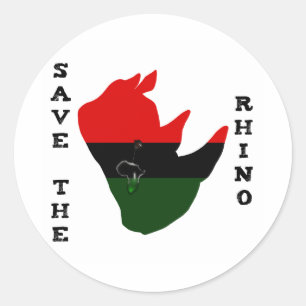 Adesivo Salvar o rinoceronte com branco do rasgo de Áfric
