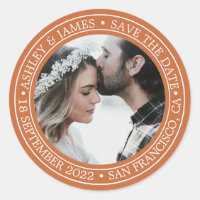 Salve a data de casamento Foto laranja Envelope Se