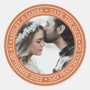 Adesivo Salve a data de casamento Foto laranja Envelope Se
