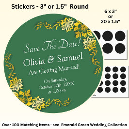 Adesivo Salve a Data - Esmeralda Verde & Dourado