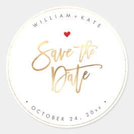 Adesivo Salve a data, Faux Dourado Script Moderno