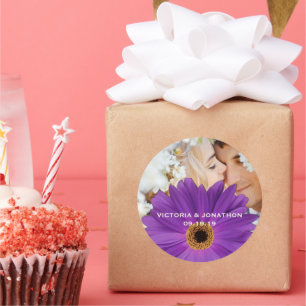 Adesivo Salve a data foto de Plum Gerber Daisy Wedding