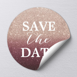 Adesivo Salve a data Rosa Dourada Burgundy Glitter Wedding