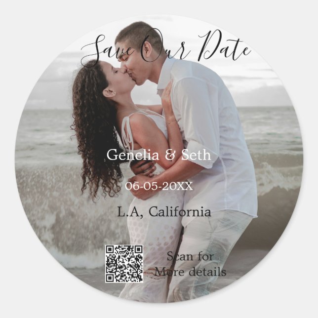 Adesivo Salve a data simples código QR mínimo detalhes de  (Frente)