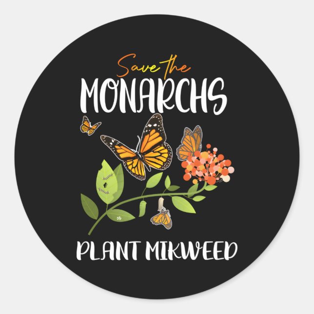 Adesivo Salve a Planta Monarca Milkweed Borboleta Monarca (Frente)