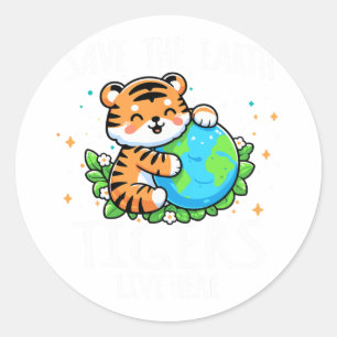 Adesivo Salve a Terra, Design de Tigre - Engraçado Dia da