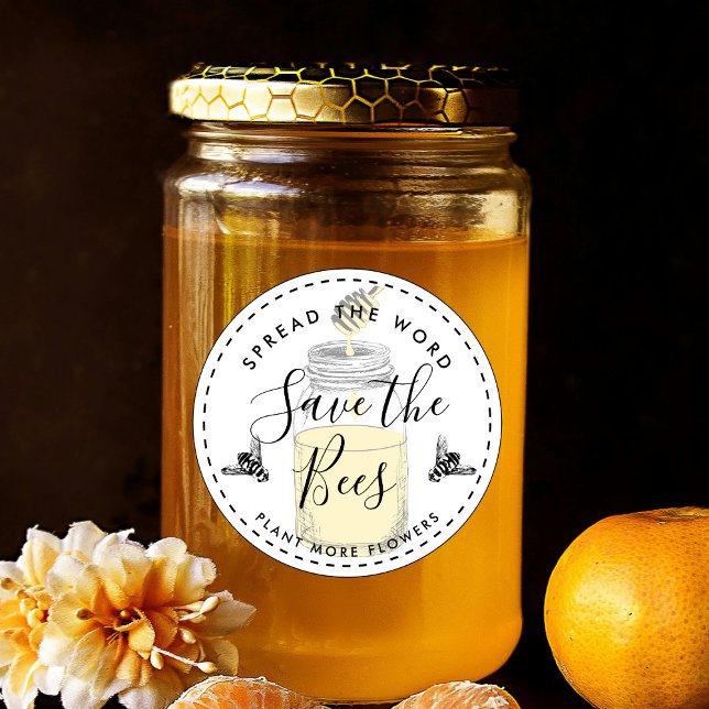 Adesivo Salve as abelhas e adicione sua própria citação (Criador carregado)