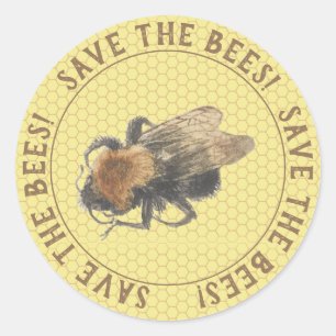 Adesivo Salve as abelhas Vintage Honeybee & Honeycomb